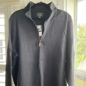 NWT GH Bass & Co. Men’s Quarter Zip Sweatshirt in Black Heather, XL